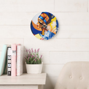 Golden Heritage: African Queen Vibrant Acrylic Wal Large Clock