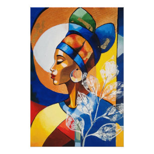 Golden Heritage: Vibrant African Queen Wall Art Po