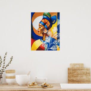 Golden Heritage: Vibrant African Queen Wall Art Po