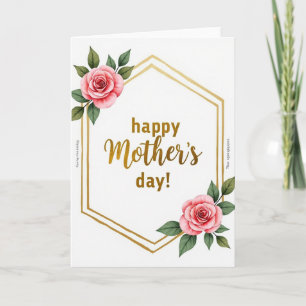 Golden Hexagon Floral Art Card