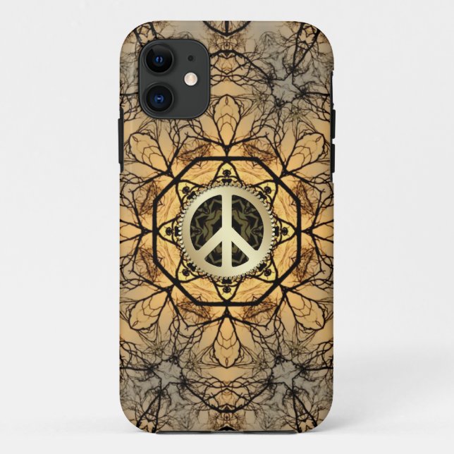 Golden Hexagon Forest Peace Sign iPhone 5 Case (Back)