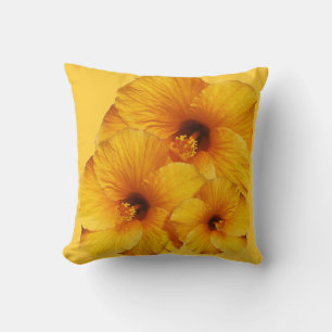 Golden Hibiscus Flowers Bouquet Cushion
