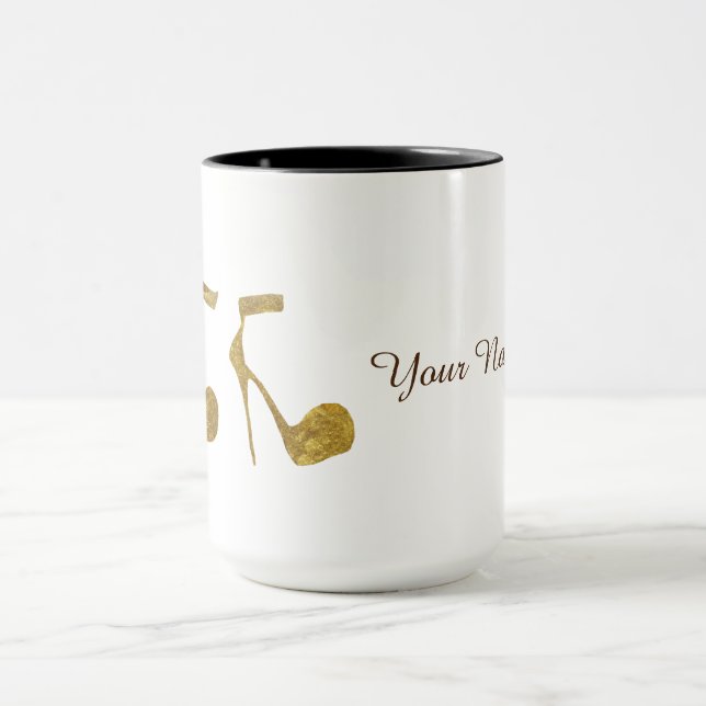 Golden High Heel Shoes Custom Name Mug (Center)