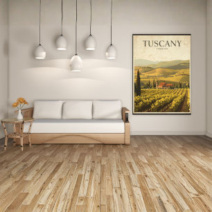 Golden Hills of Tuscany – Retro Countryside  Poster