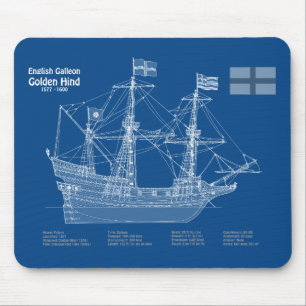 Golden Hind - Ship Blueprint Plans ABD Mouse Pad