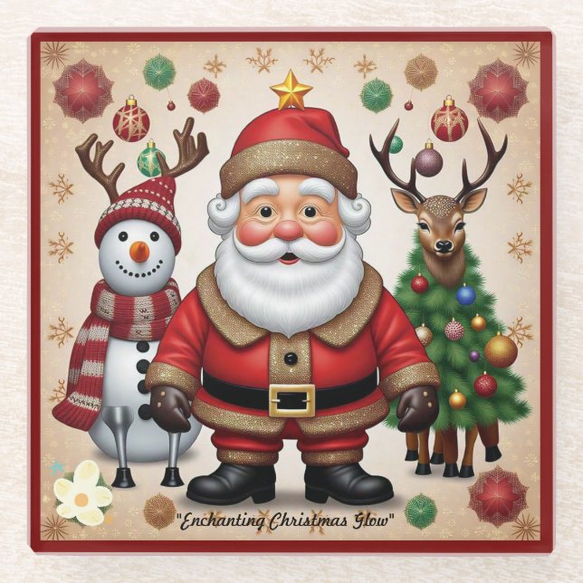 "Golden Holiday" Glass Coaster (Front)