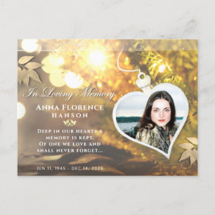 Golden Holiday Heart Photo Sympathy Thank PostCard