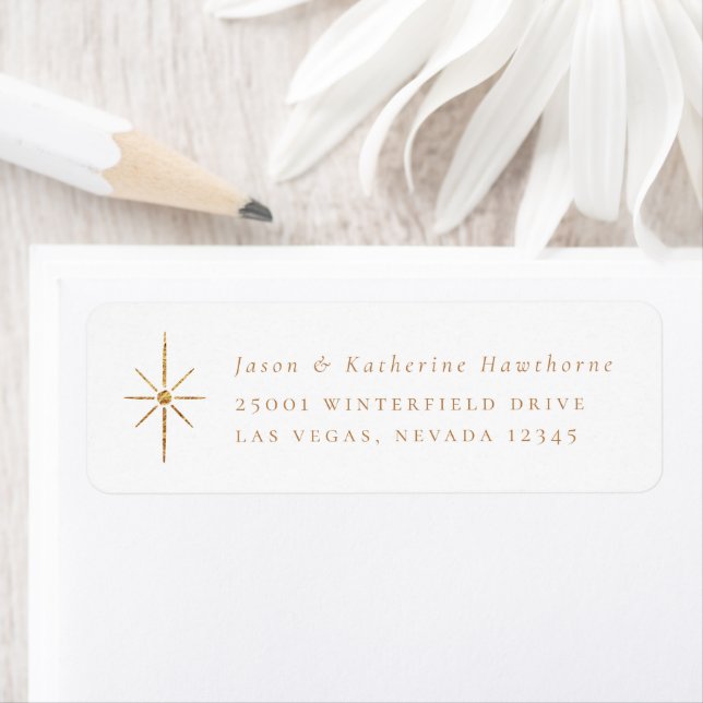 Golden Holiday Star Return Address Label (Insitu)