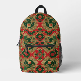 "Golden Holly Tapestry" Printed Backpack