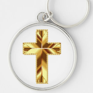 GOLDEN HOLY CROSS KEY RING