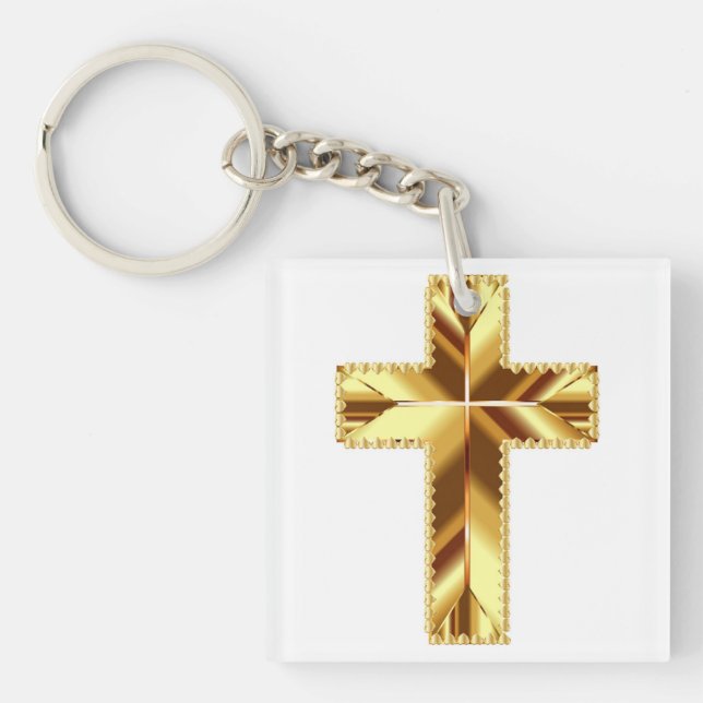 GOLDEN HOLY CROSS KEY RING (Front)