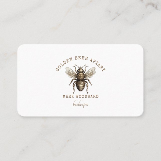 Golden Honey Bee Apiary Beekeeper Business Card (Front)