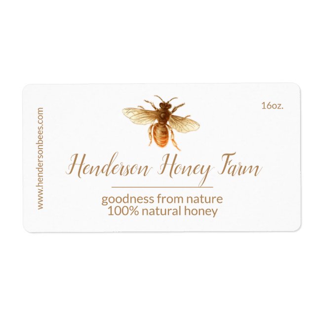 Golden Honey Bee Label (Front)