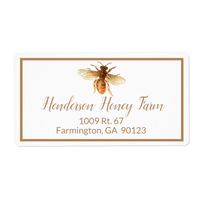 Golden Honey Bee Shipping Label (Front)