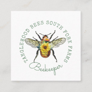Golden Honey Bee Square Business Card