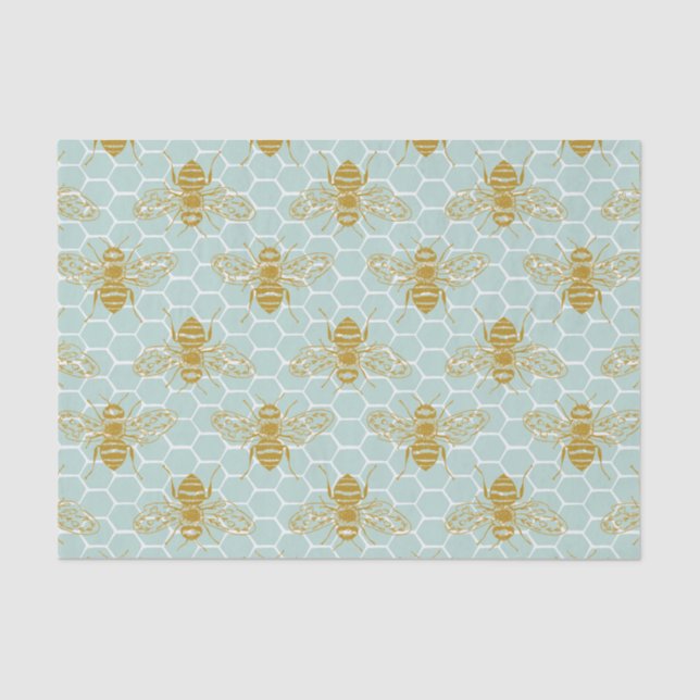 Golden Honey Bees on  Honeycomb Tissue Paper (Front)