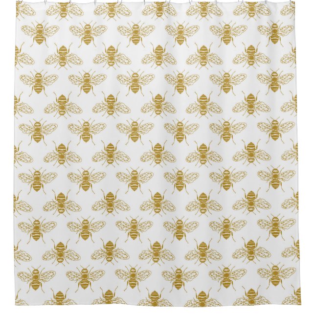 Golden Honey Bees Shower Curtain (Front)
