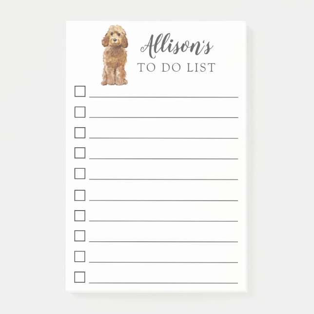 Golden Honey Cockapoo Dog Personalised To Do List Post-it Notes (Front)