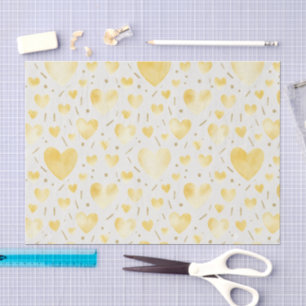 Golden Honey Watercolor Hearts & Shimmering Gold Tissue Paper