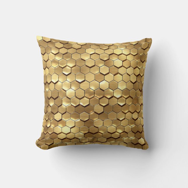 Golden Honeycomb 3D Render Texture Cushion (Front)