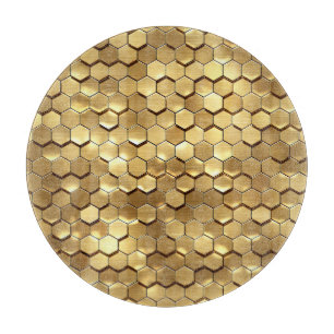 Golden Honeycomb 3D Render Texture Cutting Board