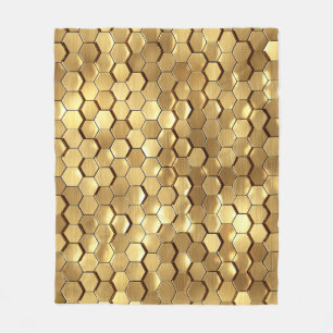Golden Honeycomb 3D Render Texture Fleece Blanket