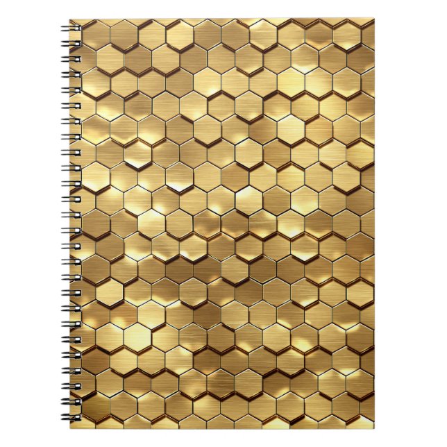 Golden Honeycomb 3D Render Texture Notebook (Front)