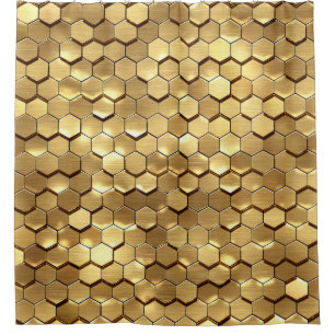 Golden Honeycomb 3D Render Texture Shower Curtain