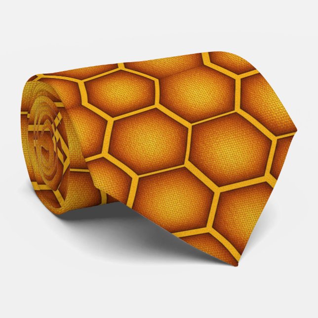 Golden Honeycomb Hexagon Tie (Rolled)