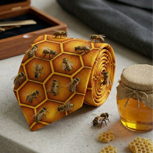 Golden Honeycomb Hexagon Tie