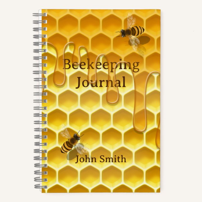Golden Honeycomb & Honeybees Custom 5.5" x 8.5" Notebook (Front)