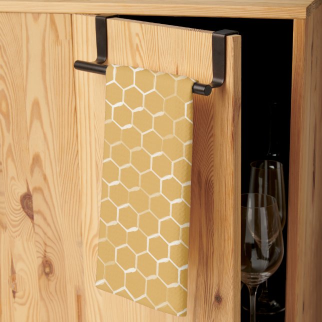 Golden Honeycomb Pattern Tea Towel (Thirds Fold)