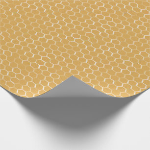 Golden Honeycomb Pattern Wrapping Paper