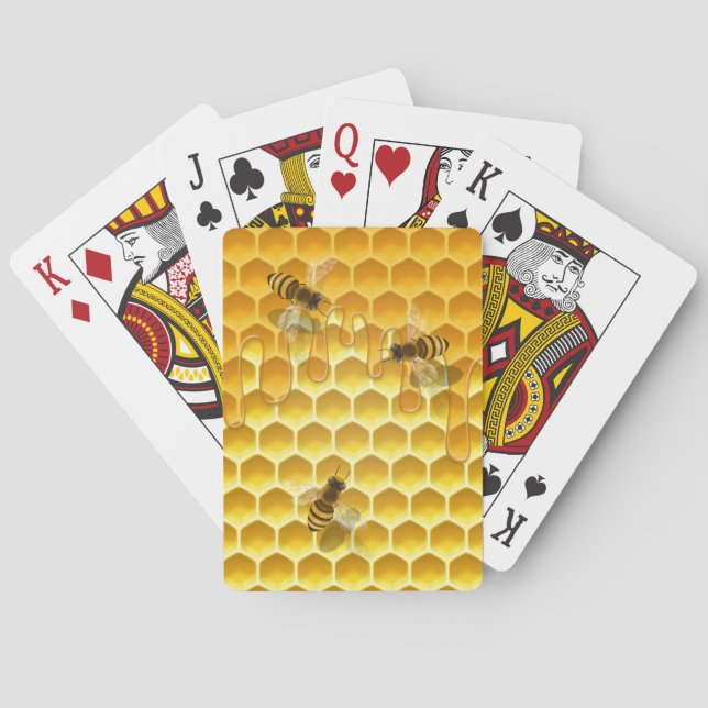 Golden Honeycomb with Bees Customisable Playing Cards (Back)