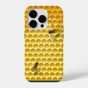 Golden Honeycomb with Bees Customisable Small iPhone 14 Pro Case