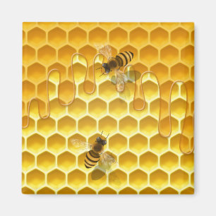 Golden Honeycomb with Bees Customisable Small Magnet