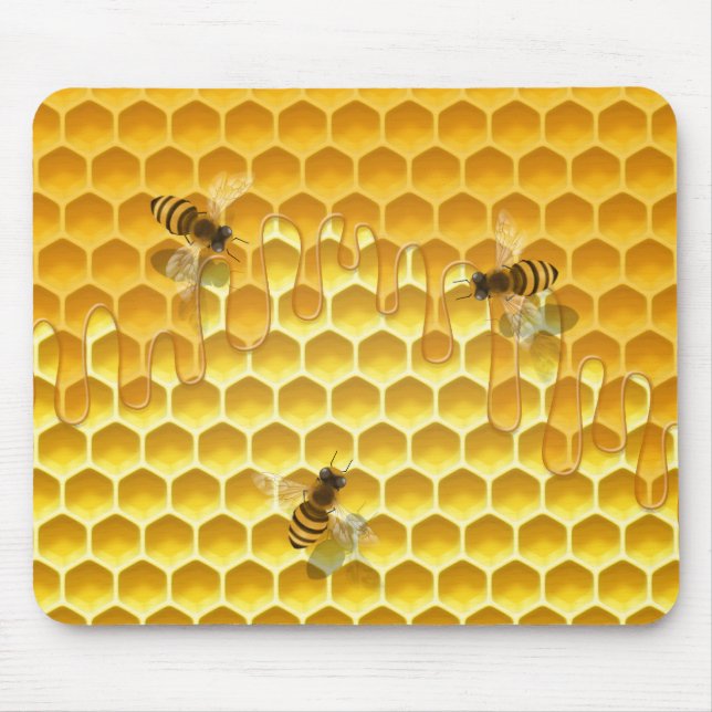 Golden Honeycomb with Bees Customisable Small Mouse Pad (Front)