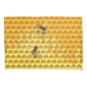 Golden Honeycomb with Bees Customizable Pillowcase