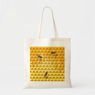 Golden Honeycomb with Honeybees Customisable Tote Bag