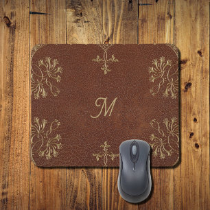 Golden Honeysuckles in leather look Mouse Pad