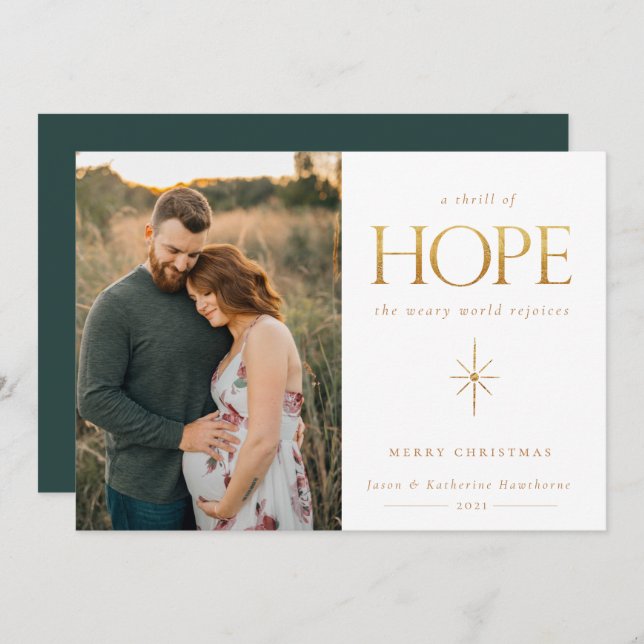 Golden Hope Family Photo Christmas Card (Front/Back)
