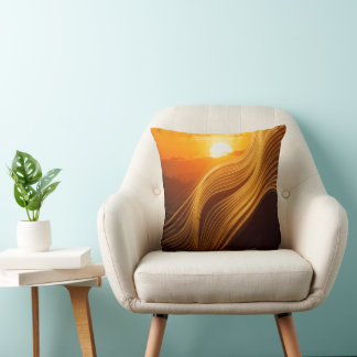 Golden Horizon — Abstract Luxury Throw Pillow