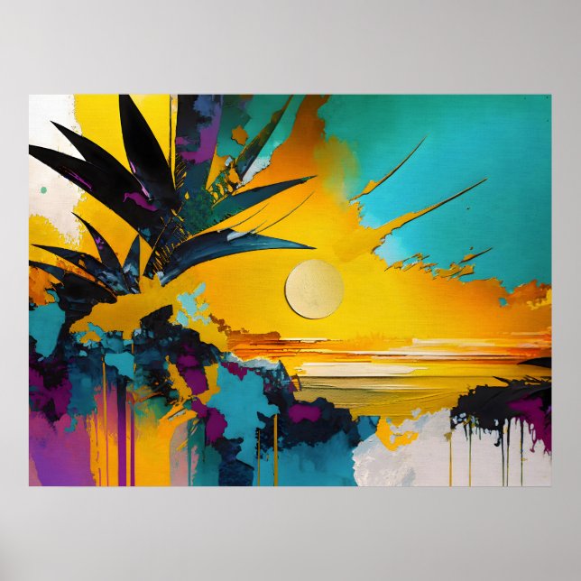 Golden Horizon – Abstract Tropical Sunset Poster (Front)