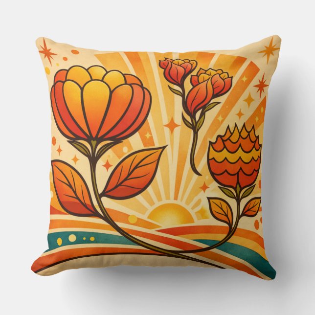 Golden Horizon Bloom   Cushion (Front)