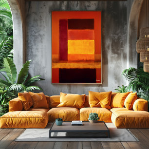 Golden Horizon Colour Field Abstract Modern Wall  Poster
