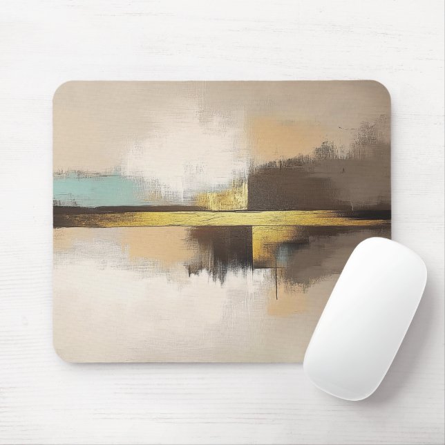 Golden Horizon – Minimalist Abstract Landscape Mouse Pad (With Mouse)