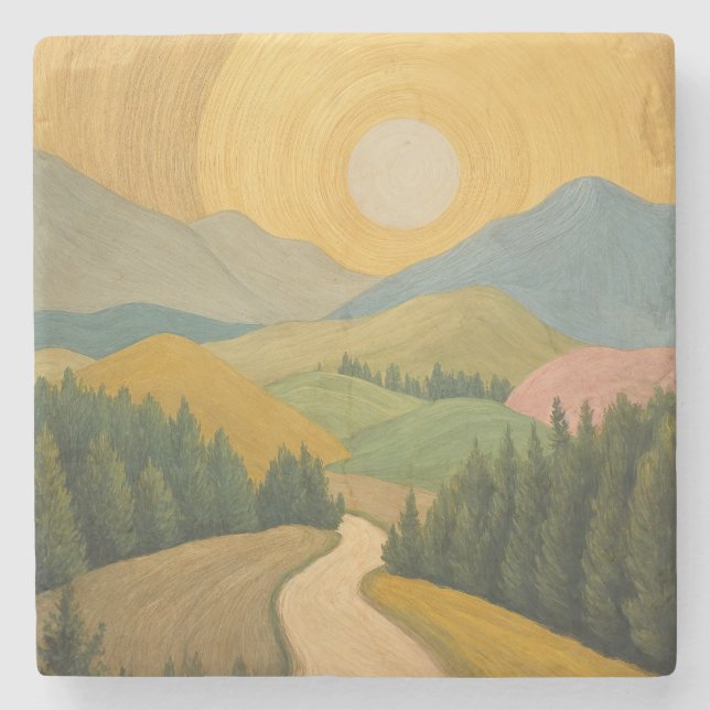 Golden Horizon Trail Stone Coaster (Front)