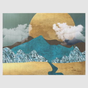 Golden Horizon with Blue Mountains Tissue Paper