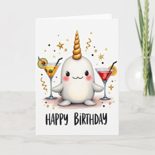 Golden Horn Birthday Card