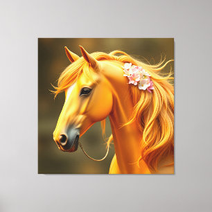 Golden Horse with Flowing Mane Canvas Print